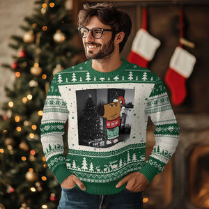 Funny Xmas Meme Chilling Guy Santa Ugly Christmas Sweater TS09 Green Print Your Wear