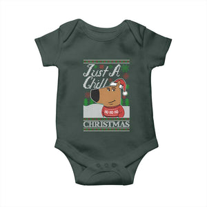 Funny Just A Chill Christmas Viral Meme Baby Onesie TS09 Dark Forest Green Print Your Wear