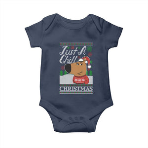 Funny Just A Chill Christmas Viral Meme Baby Onesie TS09 Navy Print Your Wear