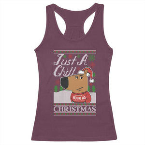 Funny Just A Chill Christmas Viral Meme Racerback Tank Top TS09 Maroon Print Your Wear