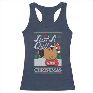 Funny Just A Chill Christmas Viral Meme Racerback Tank Top TS09 Navy Print Your Wear