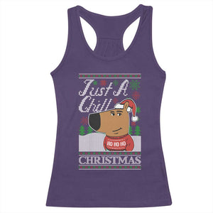 Funny Just A Chill Christmas Viral Meme Racerback Tank Top TS09 Purple Print Your Wear