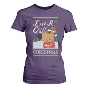 Funny Just A Chill Christmas Viral Meme T Shirt For Women TS09 Purple Print Your Wear