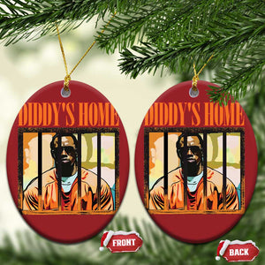 Funny Diddy's Home Diddy Party Christmas Ornament TS09 Oval Red Print Your Wear