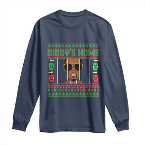 Funny Dirty Christmas Diddy's Home Diddy Party Long Sleeve Shirt TS09 Navy Print Your Wear