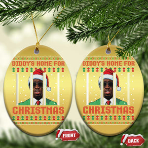 Funny Dirty Xmas Christmas Ornament Diddy's Home For Christmas Diddy Party TS09 Oval Gold Print Your Wear