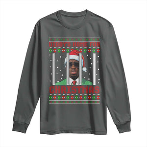 Funny Dirty Xmas Long Sleeve Shirt Diddy's Home For Christmas Diddy Party TS09 Dark Heather Print Your Wear