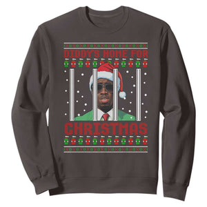 Funny Dirty Xmas Sweatshirt Diddy's Home For Christmas Diddy Party TS09 Dark Chocolate Print Your Wear