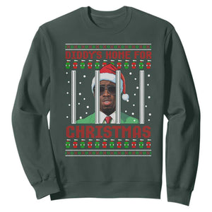 Funny Dirty Xmas Sweatshirt Diddy's Home For Christmas Diddy Party TS09 Dark Forest Green Print Your Wear