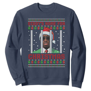 Funny Dirty Xmas Sweatshirt Diddy's Home For Christmas Diddy Party TS09 Navy Print Your Wear