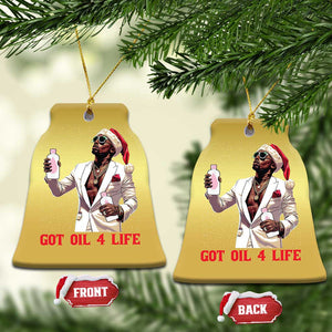 Funny Dirty Hiphop Xmas Christmas Ornament Got Oil 4 Life Diddy Party TS09 Bell Flake Gold Print Your Wear