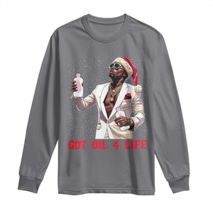 Funny Dirty Hiphop Xmas Long Sleeve Shirt Got Oil 4 Life Diddy Party TS09 Charcoal Print Your Wear