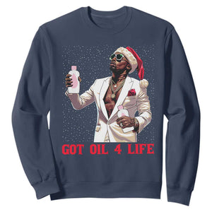 Funny Dirty Hiphop Xmas Sweatshirt Got Oil 4 Life Diddy Party TS09 Navy Print Your Wear