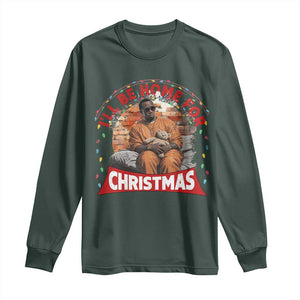 Funny Xmas Diddy Party Long Sleeve Shirt I'll Be Home For Christmas TS09 Dark Forest Green Print Your Wear