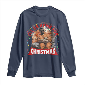 Funny Xmas Diddy Party Long Sleeve Shirt I'll Be Home For Christmas TS09 Navy Print Your Wear