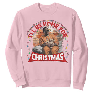 Funny Xmas Diddy Party Sweatshirt I'll Be Home For Christmas TS09 Light Pink Print Your Wear