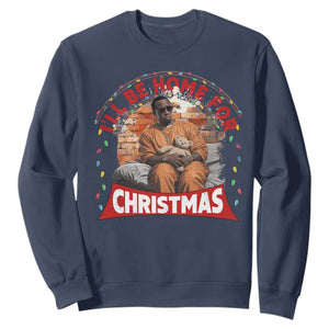 Funny Xmas Diddy Party Sweatshirt I'll Be Home For Christmas TS09 Navy Print Your Wear