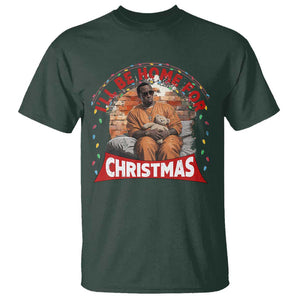 Funny Xmas Diddy Party T Shirt I'll Be Home For Christmas TS09 Dark Forest Green Print Your Wear