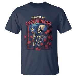 Death By Overthinking Skeleton Smoking T Shirt TS09 Navy Printyourwear