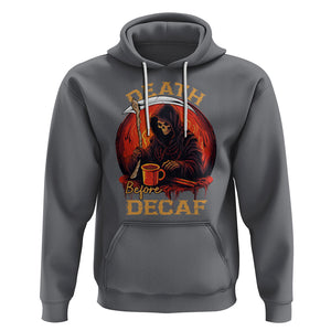 Death Before Decaf Skeleton Caffeine Coffee Drinker Hoodie TS09 Charcoal Printyourwear