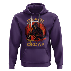 Death Before Decaf Skeleton Caffeine Coffee Drinker Hoodie TS09 Purple Printyourwear