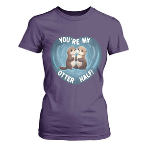 Valentine's Day T Shirt For Women You're My Otter Half Cute Animal Hug Holding Hand TS09 Purple Print Your Wear