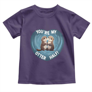 Valentine's Day Toddler T Shirt You're My Otter Half Cute Animal Hug Holding Hand TS09 Purple Print Your Wear