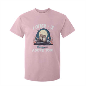 Valentine's Day T Shirt For Kid I Otterly Adore You Cute Otter Holding Hand Kisses TS09 Light Pink Print Your Wear