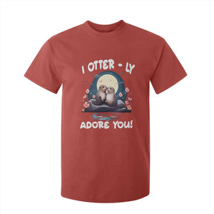 Valentine's Day T Shirt For Kid I Otterly Adore You Cute Otter Holding Hand Kisses TS09 Red Print Your Wear