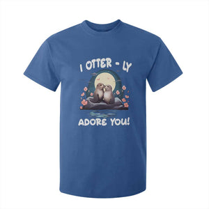 Valentine's Day T Shirt For Kid I Otterly Adore You Cute Otter Holding Hand Kisses TS09 Royal Blue Print Your Wear