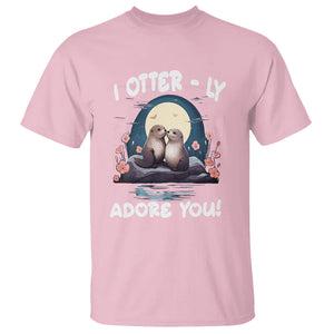 Valentine's Day T Shirt I Otterly Adore You Cute Otter Holding Hand Kisses TS09 Light Pink Printyourwear