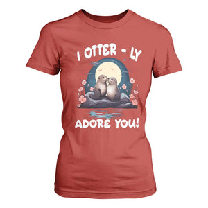 Valentine's Day T Shirt For Women I Otterly Adore You Cute Otter Holding Hand Kisses TS09 Red Print Your Wear