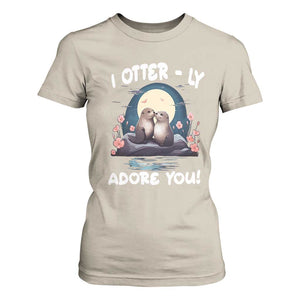 Valentine's Day T Shirt For Women I Otterly Adore You Cute Otter Holding Hand Kisses TS09 Sand Print Your Wear