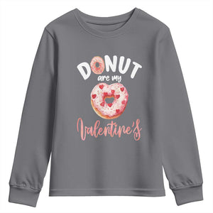 Valentine's Day Youth Sweatshirt Donuts Are My Valentine Food Joke TS09 Charcoal Print Your Wear