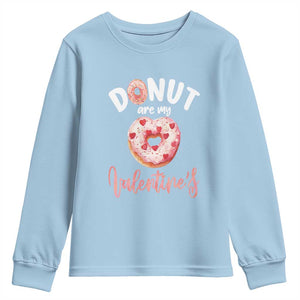 Valentine's Day Youth Sweatshirt Donuts Are My Valentine Food Joke TS09 Light Blue Print Your Wear