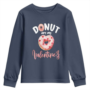 Valentine's Day Youth Sweatshirt Donuts Are My Valentine Food Joke TS09 Navy Print Your Wear