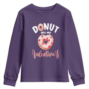 Valentine's Day Youth Sweatshirt Donuts Are My Valentine Food Joke TS09 Purple Print Your Wear