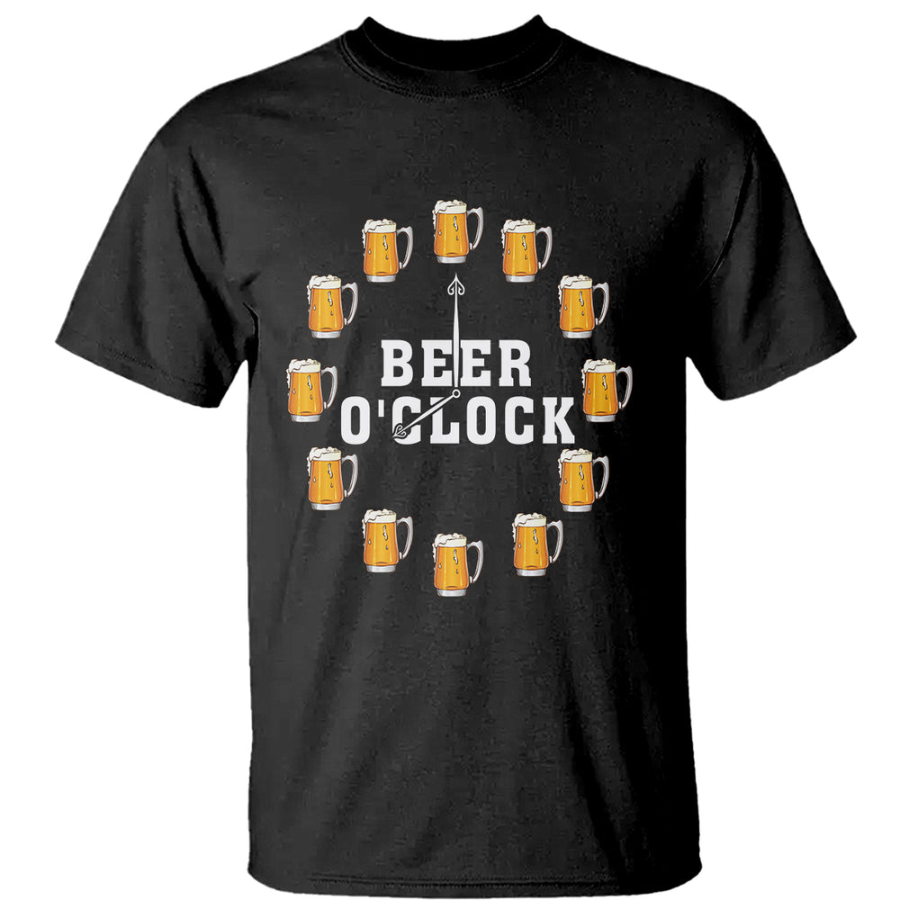 Funny Drinking T Shirt Beer O'Clock Time For Drinker TS09 Black Printyourwear