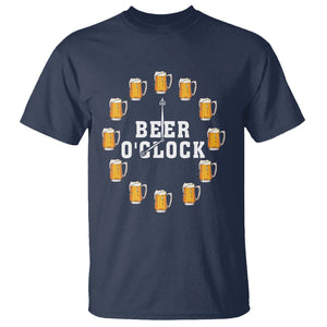 Funny Drinking T Shirt Beer O'Clock Time For Drinker TS09 Navy Printyourwear