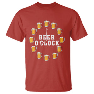 Funny Drinking T Shirt Beer O'Clock Time For Drinker TS09 Red Printyourwear