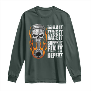 Racing Car Long Sleeve Shirt Build It Tune It Race It Break It TS09 Dark Forest Green Print Your Wear