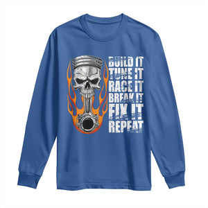 Racing Car Long Sleeve Shirt Build It Tune It Race It Break It TS09 Royal Blue Print Your Wear