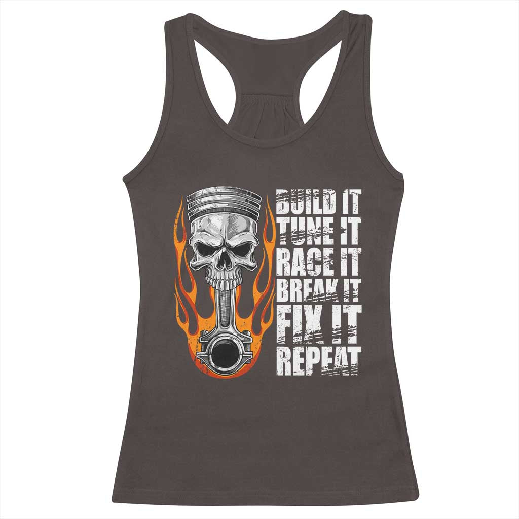 Racing Car Racerback Tank Top Build It Tune It Race It Break It TS09 Dark Chocolate Print Your Wear