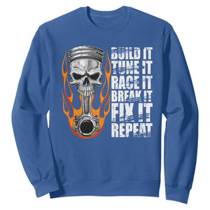 Racing Car Sweatshirt Build It Tune It Race It Break It TS09 Royal Blue Print Your Wear