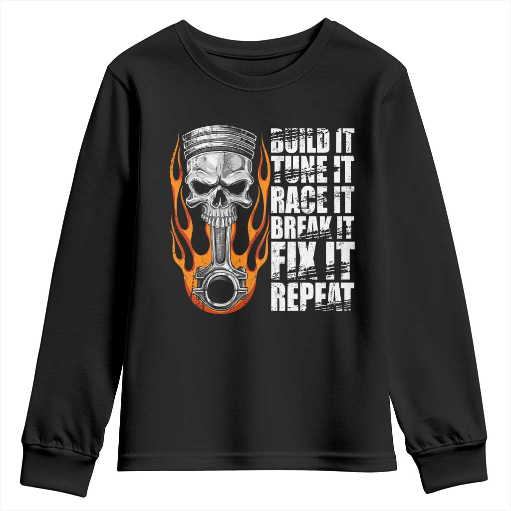Racing Car Youth Sweatshirt Build It Tune It Race It Break It TS09 Black Print Your Wear