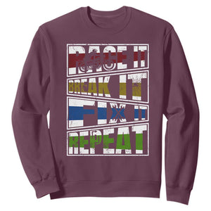 Racing Sweatshirt Race It Break It Fix It Repeat Racer TS09 Maroon Print Your Wear