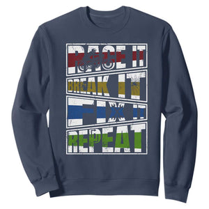 Racing Sweatshirt Race It Break It Fix It Repeat Racer TS09 Navy Print Your Wear