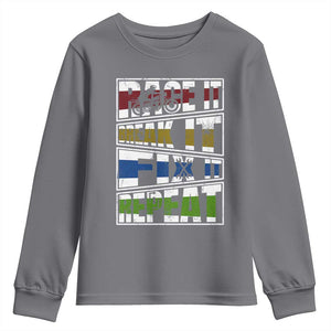Racing Youth Sweatshirt Race It Break It Fix It Repeat Racer TS09 Charcoal Print Your Wear