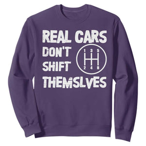 Racing Car Sweatshirt Real Cars Don't Shift Themselves TS09 Purple Print Your Wear