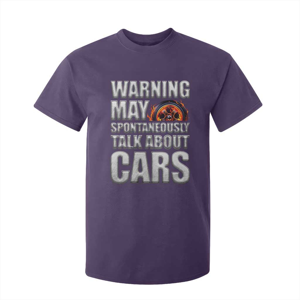 Car Lover T Shirt For Kid Warning May Spontaneously Talk About Cars TS09 Purple Print Your Wear